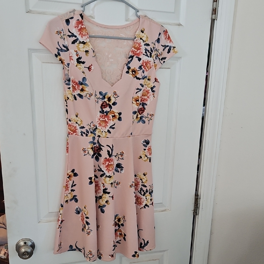 Three Hearts Pink Floral Mini Dress